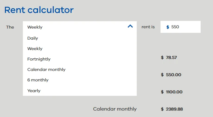 Weekly to Monthly Rent Calculator