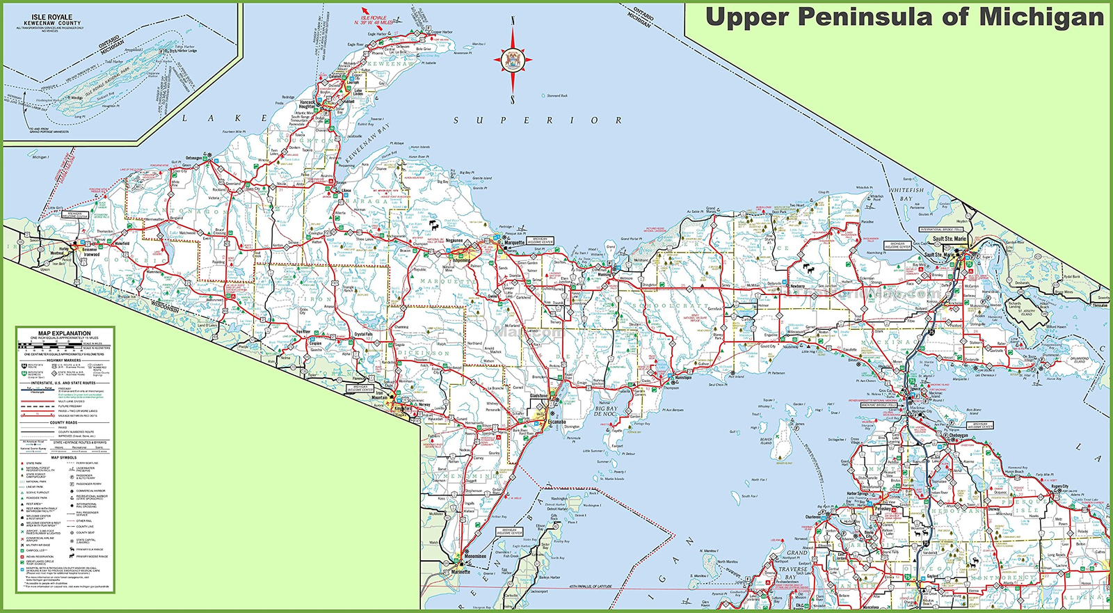 upper peninsula map